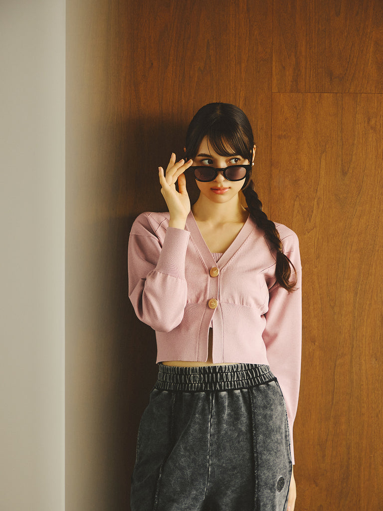 カーディガン Ameri VINTAGE - little suzie Knit bustier Ameri（アメリ）の「UND BUSTIER LAYERED KNIT CARDIGAN（ニット